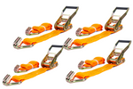 Set of four UNITRAILER 2m/50mm/5t orange transport belts with tensioner