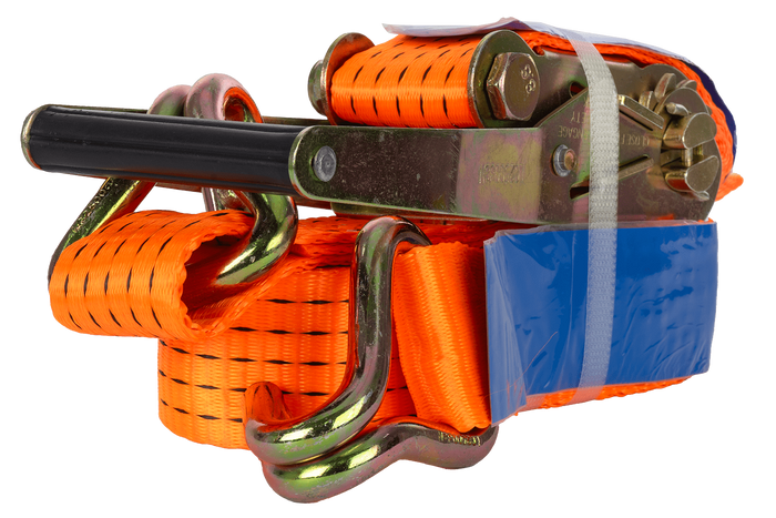 Set of four UNITRAILER 5m/50mm/5t orange transport belts with tensioner