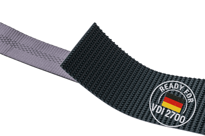 Set of four HEFFA CARLINE 130 trailer transport belts, wheel securing belts 5m/50mm/5t VDI 2700