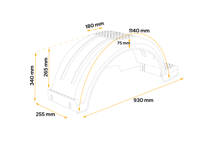 Fender for boat trailer 14" DOMAR D20430S wheel arch 930/255mm