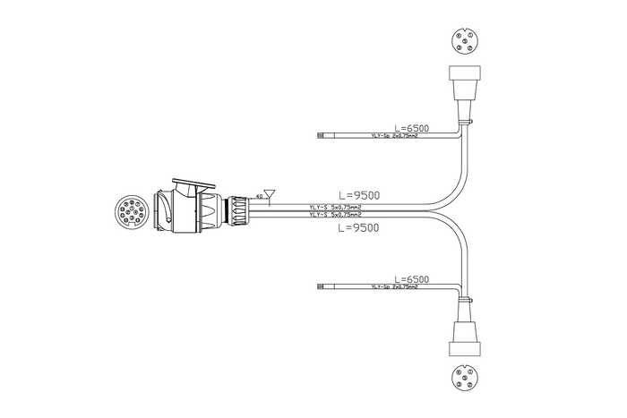 MANTES electrical installation, boat trailer harness 9.5m, 13PIN plug, 2x5PIN bayonets
