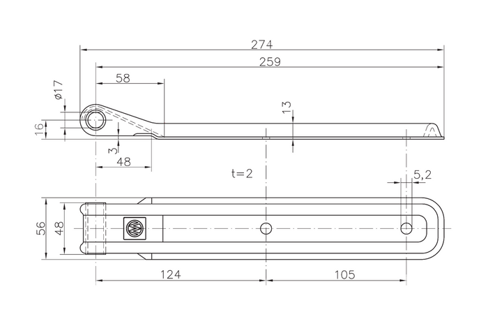 WINTERHOFF BSCH 10-17-270-SO trailer side hinge for trailer side mounting